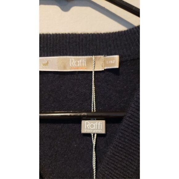 Cashmere Vest Raffi Mens Vest 100% Cashmere Knit Gray V Neck L NEW WITH TAGS - Picture 2 of 4